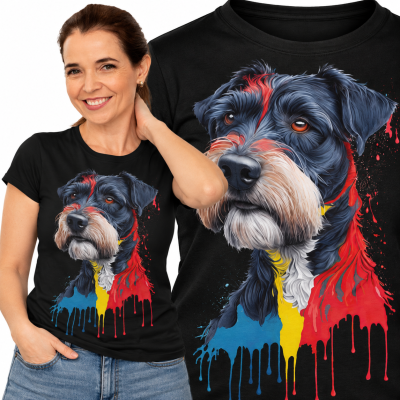 KOSZULKA DAMSKA ZWIERZĘTA SCHNAUZER BLACK